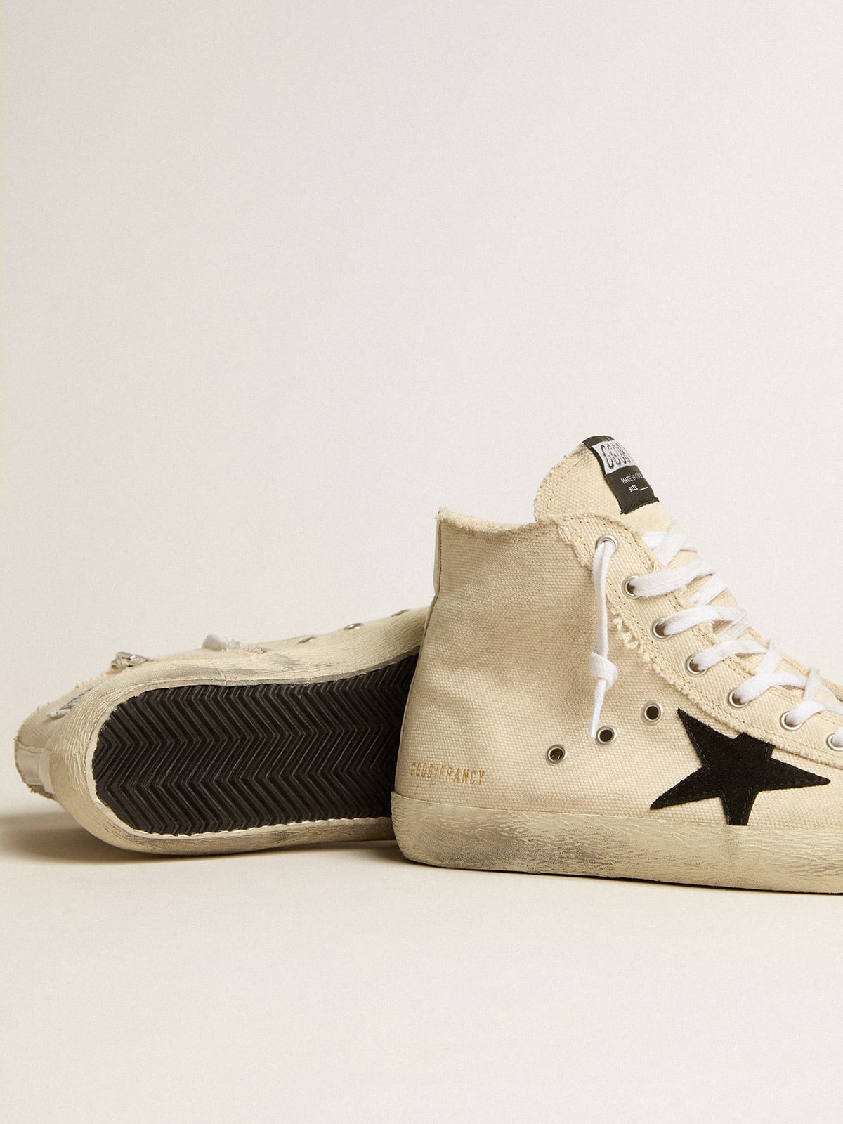 Golden Goose Francy Penstar in canvas with black suede star and leather ...