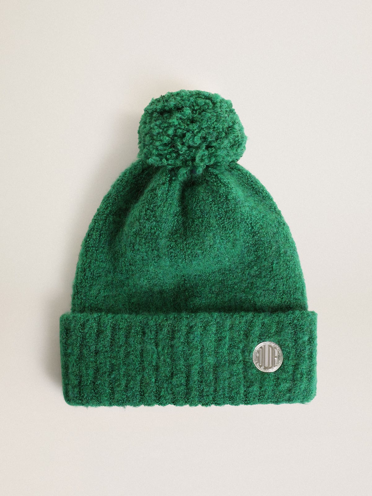 Golden Goose Journey Collection green wool beanie with pompom | Golden ...